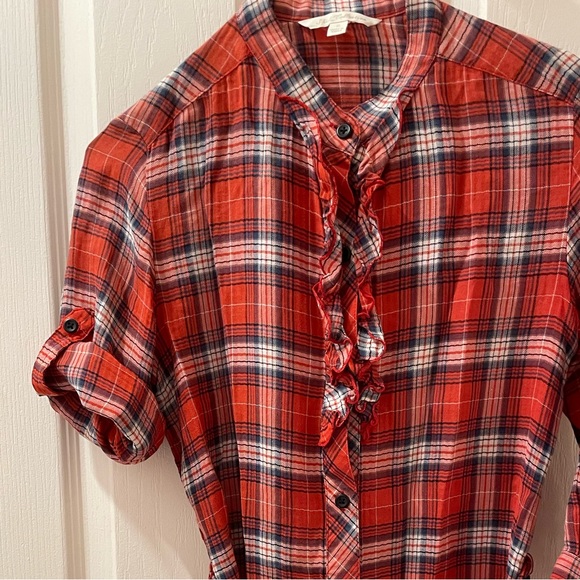 Uniqlo Shirt Collection Tunic Shirt dress red plaid - Picture 9 of 10